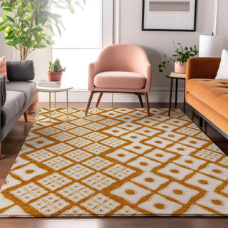 Piper Looms Mayfield Diamonds AMF866 Orange Machine Washable Area Rug Lifestyle Image Feature