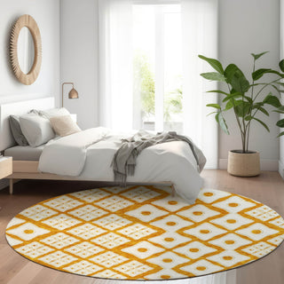 Piper Looms Mayfield Diamonds AMF866 Orange Machine Washable Area Rug Round Lifestyle Image Feature
