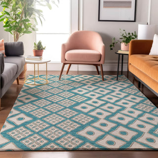 Piper Looms Mayfield Diamonds AMF866 Teal Machine Washable Area Rug Lifestyle Image Feature