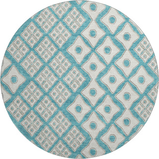 Piper Looms Mayfield Diamonds AMF866 Teal Machine Washable Area Rug Round Main Image