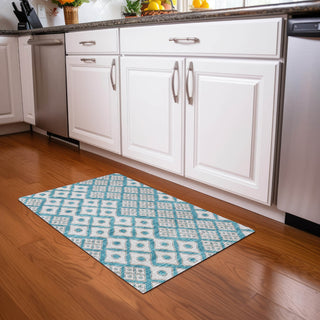 Piper Looms Mayfield Diamonds AMF866 Teal Machine Washable Area Rug Scatter Lifestyle Image Feature