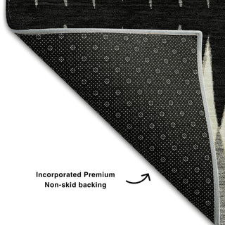 Piper Looms Mayfield Stripes AMF867 Black Machine Washable Area Rug Backing Image