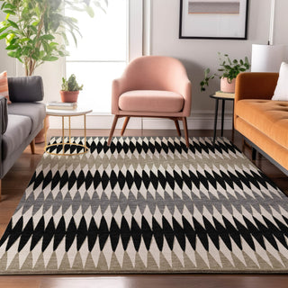Piper Looms Mayfield Stripes AMF867 Black Machine Washable Area Rug Lifestyle Image Feature