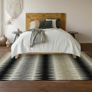 Piper Looms Mayfield Stripes AMF867 Black Machine Washable Area Rug Lifestyle Image Feature