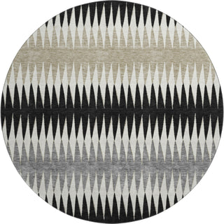 Piper Looms Mayfield Stripes AMF867 Black Machine Washable Area Rug Round Main Image