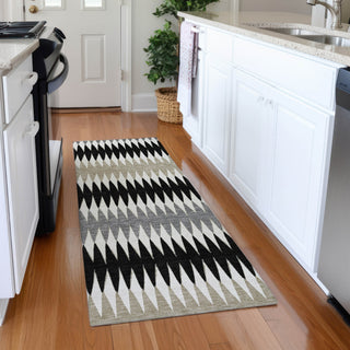 Piper Looms Mayfield Stripes AMF867 Black Machine Washable Area Rug Runner Lifestyle Image Feature