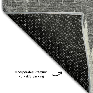 Piper Looms Mayfield Stripes AMF867 Gray Machine Washable Area Rug Backing Image