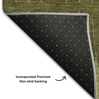 Piper Looms Mayfield Stripes AMF867 Olive Machine Washable Area Rug Backing Image