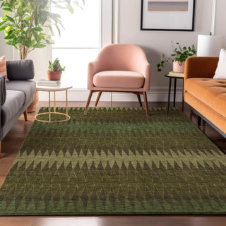 Piper Looms Mayfield Stripes AMF867 Olive Machine Washable Area Rug Lifestyle Image Feature