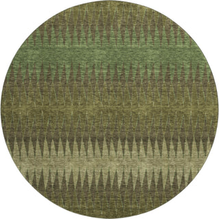 Piper Looms Mayfield Stripes AMF867 Olive Machine Washable Area Rug Round Main Image