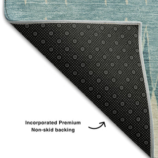 Piper Looms Mayfield Stripes AMF867 Teal Machine Washable Area Rug Backing Image
