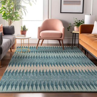 Piper Looms Mayfield Stripes AMF867 Teal Machine Washable Area Rug Lifestyle Image Feature