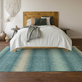 Piper Looms Mayfield Stripes AMF867 Teal Machine Washable Area Rug Lifestyle Image Feature