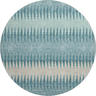 Piper Looms Mayfield Stripes AMF867 Teal Machine Washable Area Rug Round Main Image