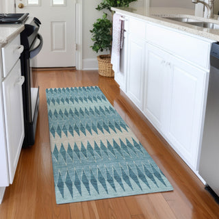 Piper Looms Mayfield Stripes AMF867 Teal Machine Washable Area Rug Runner Lifestyle Image Feature