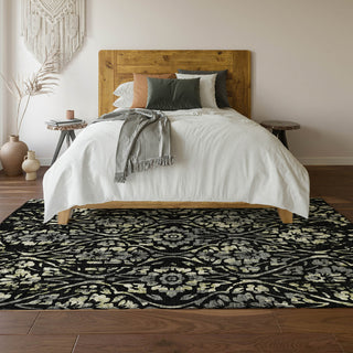 Piper Looms Mayfield Floral AMF868 Black Machine Washable Area Rug Lifestyle Image Feature