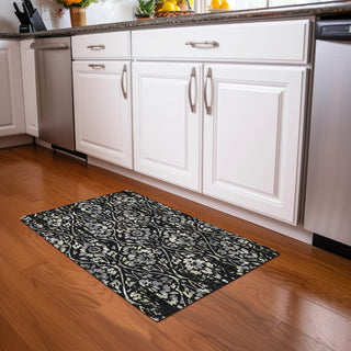 Piper Looms Mayfield Floral AMF868 Black Machine Washable Area Rug Scatter Lifestyle Image Feature