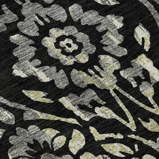 Piper Looms Mayfield Floral AMF868 Black Machine Washable Area Rug Swatch Image