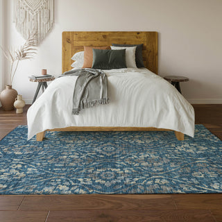 Piper Looms Mayfield Floral AMF868 Blue Machine Washable Area Rug Lifestyle Image Feature