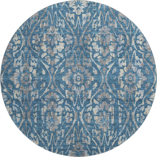 Piper Looms Mayfield Floral AMF868 Blue Machine Washable Area Rug Round Main Image