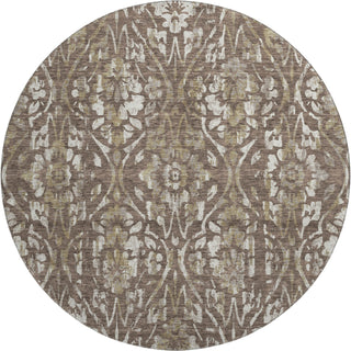Piper Looms Mayfield Floral AMF868 Brown Machine Washable Area Rug Round Main Image