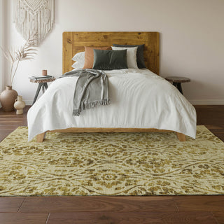 Piper Looms Mayfield Floral AMF868 Gold Machine Washable Area Rug Lifestyle Image Feature