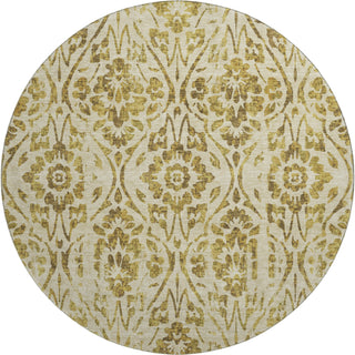 Piper Looms Mayfield Floral AMF868 Gold Machine Washable Area Rug Round Main Image