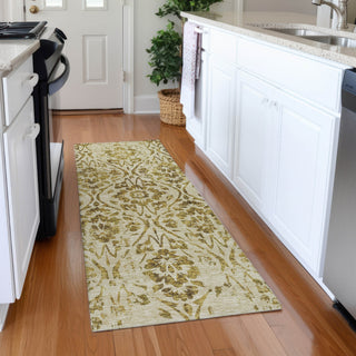 Piper Looms Mayfield Floral AMF868 Gold Machine Washable Area Rug Runner Lifestyle Image Feature