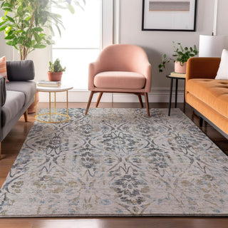 Piper Looms Mayfield Floral AMF868 Gray Machine Washable Area Rug Lifestyle Image Feature