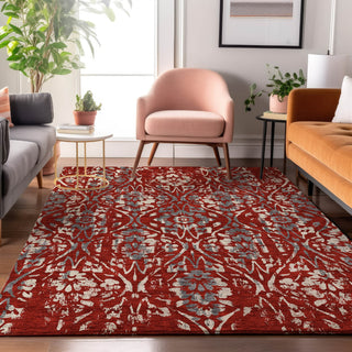 Piper Looms Mayfield Floral AMF868 Red Machine Washable Area Rug Lifestyle Image Feature