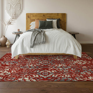 Piper Looms Mayfield Floral AMF868 Red Machine Washable Area Rug Lifestyle Image Feature