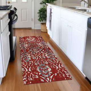 Piper Looms Mayfield Floral AMF868 Red Machine Washable Area Rug Runner Lifestyle Image Feature
