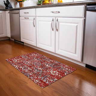 Piper Looms Mayfield Floral AMF868 Red Machine Washable Area Rug Scatter Lifestyle Image Feature