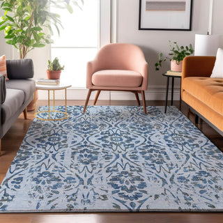 Piper Looms Mayfield Floral AMF868 Sky Machine Washable Area Rug Lifestyle Image Feature