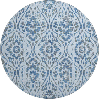 Piper Looms Mayfield Floral AMF868 Sky Machine Washable Area Rug Round Main Image