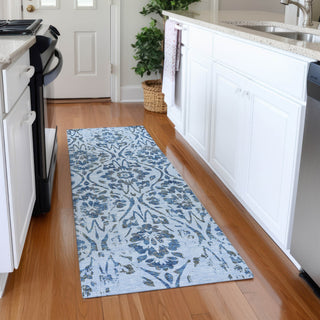 Piper Looms Mayfield Floral AMF868 Sky Machine Washable Area Rug Runner Lifestyle Image Feature