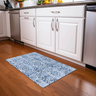 Piper Looms Mayfield Floral AMF868 Sky Machine Washable Area Rug Scatter Lifestyle Image Feature