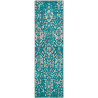 Piper Looms Mayfield Floral AMF868 Teal Machine Washable Area Rug Runner Main Image