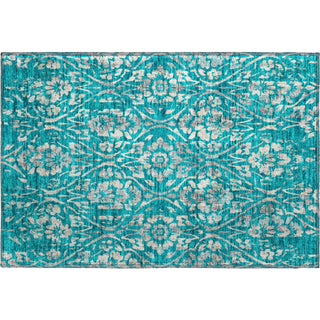 Piper Looms Mayfield Floral AMF868 Teal Machine Washable Area Rug Scatter Main Image