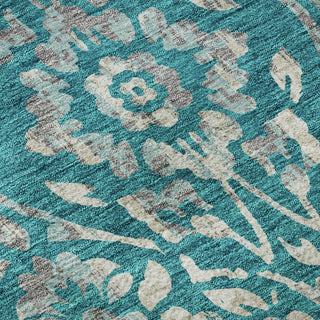 Piper Looms Mayfield Floral AMF868 Teal Machine Washable Area Rug Swatch Image