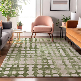 Piper Looms Mayfield Circles AMF869 Aloe Machine Washable Area Rug Lifestyle Image Feature