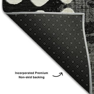 Piper Looms Mayfield Circles AMF869 Black Machine Washable Area Rug Backing Image