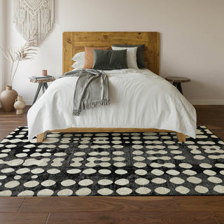 Piper Looms Mayfield Circles AMF869 Black Machine Washable Area Rug Lifestyle Image Feature