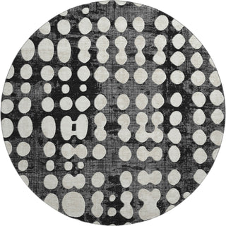 Piper Looms Mayfield Circles AMF869 Black Machine Washable Area Rug Round Main Image