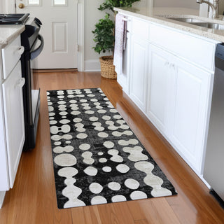 Piper Looms Mayfield Circles AMF869 Black Machine Washable Area Rug Runner Lifestyle Image Feature