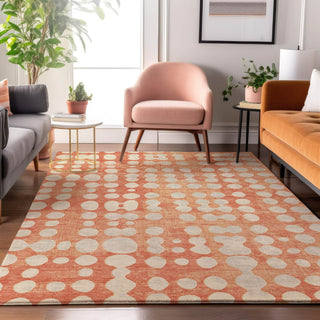 Piper Looms Mayfield Circles AMF869 Coral Machine Washable Area Rug Lifestyle Image Feature