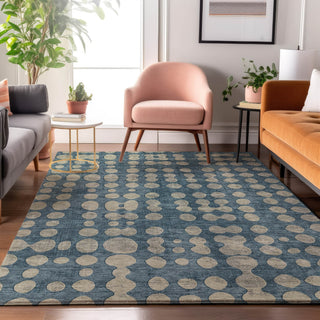 Piper Looms Mayfield Circles AMF869 Denim Machine Washable Area Rug Lifestyle Image Feature
