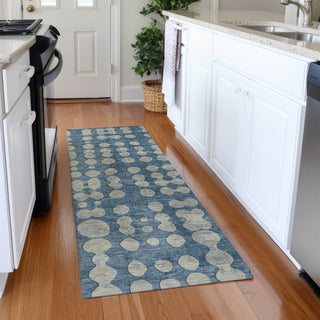 Piper Looms Mayfield Circles AMF869 Denim Machine Washable Area Rug Runner Lifestyle Image Feature