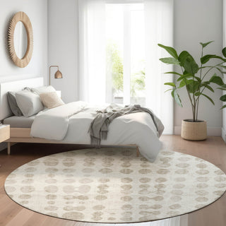 Piper Looms Mayfield Circles AMF869 Ivory Machine Washable Area Rug Round Lifestyle Image Feature