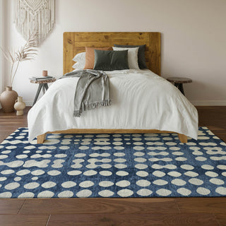 Piper Looms Mayfield Circles AMF869 Navy Machine Washable Area Rug Lifestyle Image Feature